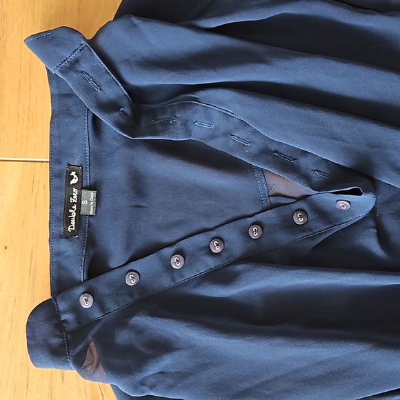 Double Zero Sheer Navy Dress With Slip, Size S - Picture 4 of 12